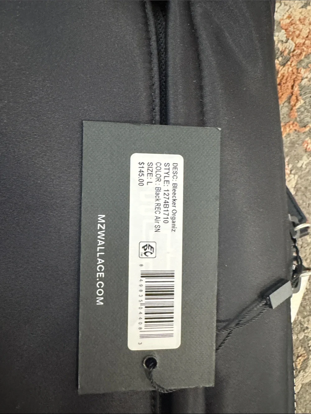 MZ Wallace Black Men's Laptop Case with Front Zip Pocket